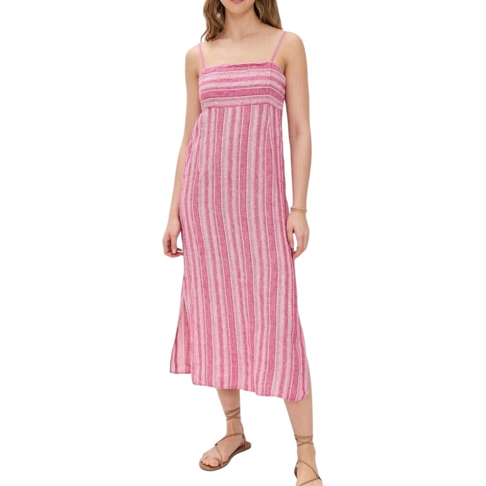 Faherty Sienna Stripe Linen Blend Sundress Granita Stripe Pink Large L NWT Casua
